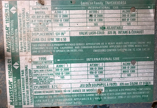 1997 Loral Liquid Emission Information