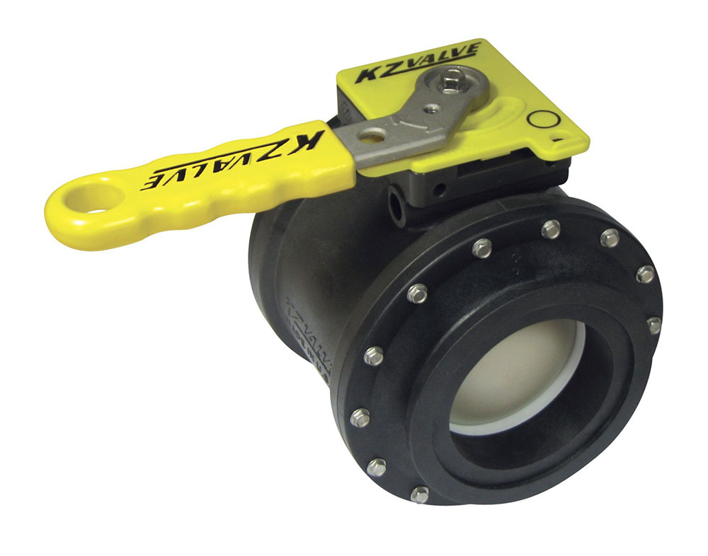 KZ Valve TRU TORQ 3.0in Polypropylene 2 Way Manual Ball Valve Flanged